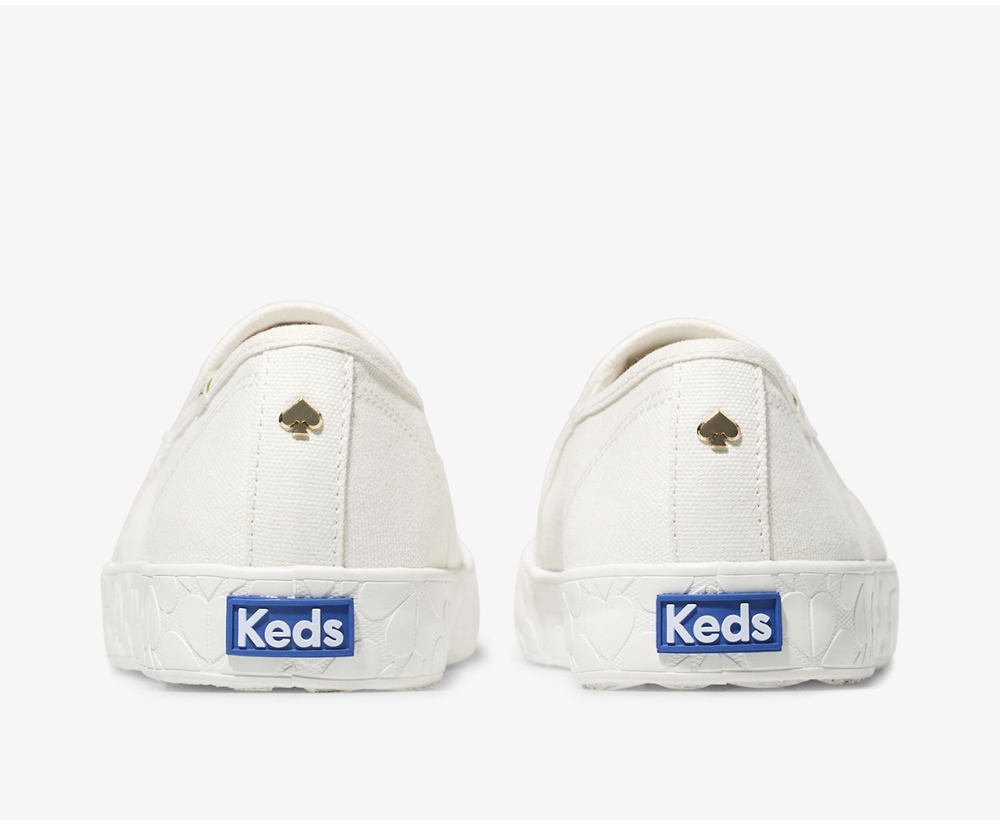 Keds Slip Ons White - Kate Spade new york Double Decker Logo Foxing - Womens WYCKVQ-592